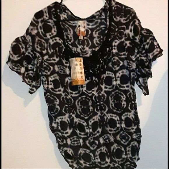 NWT da nang black silk blouse xs - Picture 5 of 13